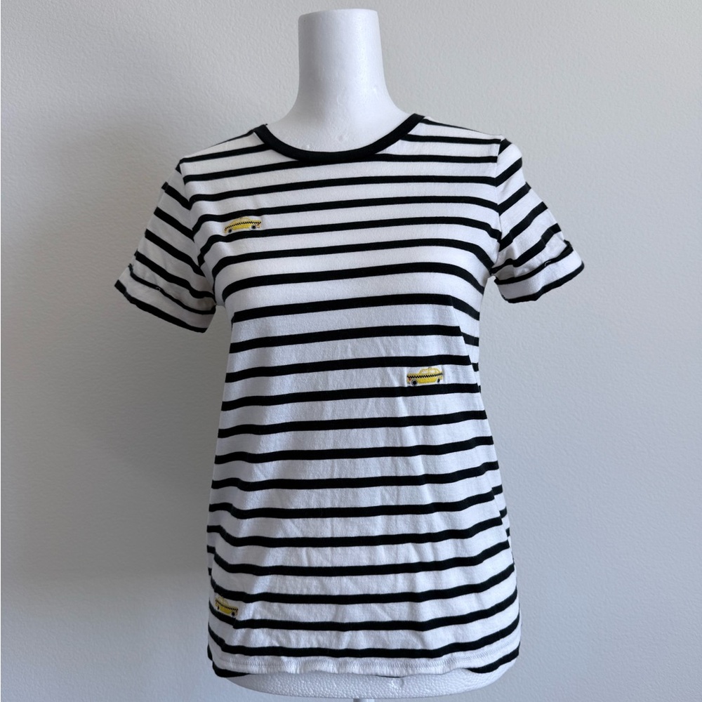 Kate Spade - Striped Black and White Women's Top with Taxi Decals